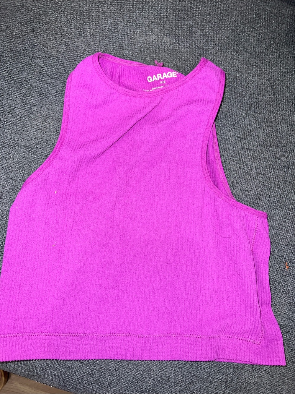 Garage Bright Fuchsia Ribbed Crop Tank